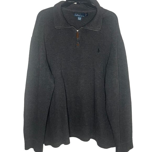 Vintage Polo Ralph Lauren Men’s Quarter Zip Pullover Sweater Dark Gray Size XXL - Picture 1 of 5